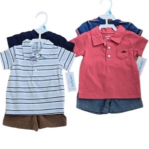 CARTER'S BRAND BABY BUNDLE OF 2 OUTFITS:2 SHIRTS & 1 SHORTS IN EACH SET SIZE 6M